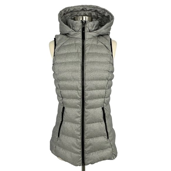 lululemon athletica Jackets & Blazers - Lululemon Down For It Vest White Silver Size 4 Sleeveless Jacket Hood Down